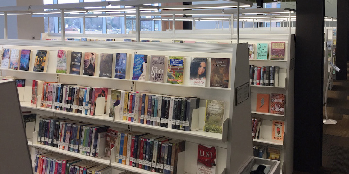 image of books on library shelving