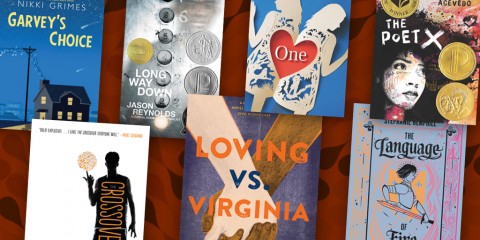 an array of book covers from titles featured in the novels in verse teen reads post